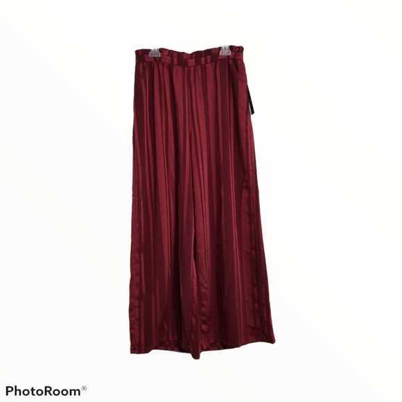 Lulu's Two Step Burgundy Striped Wide Leg Pants - Picture 5 of 13